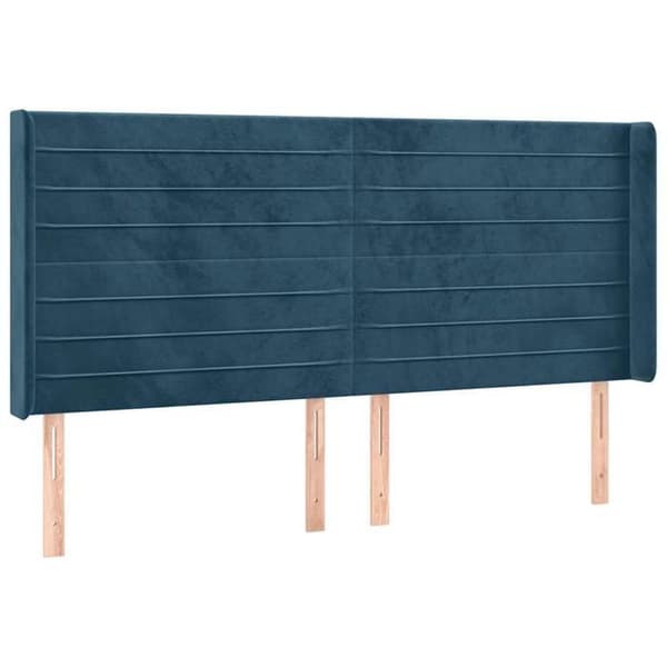 Maison Exclusive - Sänggavel med LED Blå mörk 203x16x118/128 cm Sammet Mörkblå