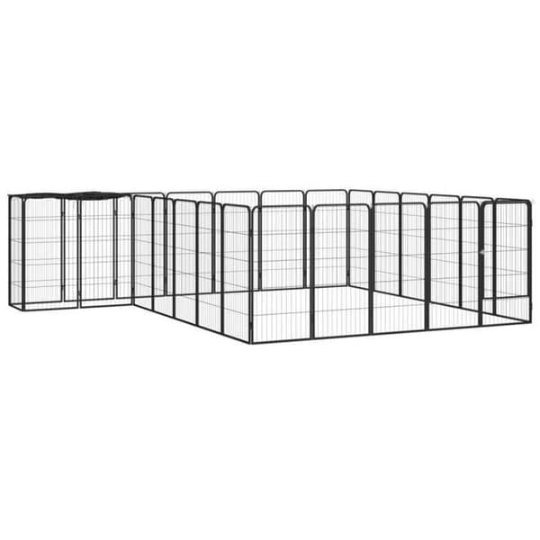 Maison Exclusive - Hundepark 26 paneler Sort 50x100cm Pulverlakeret stål Svart