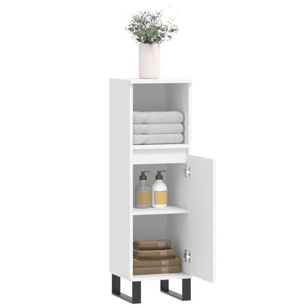 Maison Exclusive - Hvid badeværelsesskab 30x30x100 cm ingeniørtræ