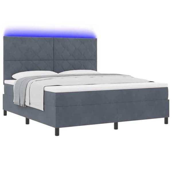 Maison Exclusive - LED-jousipatja Tummanharmaa 180 x 200 cm Sametti Mörkgrå
