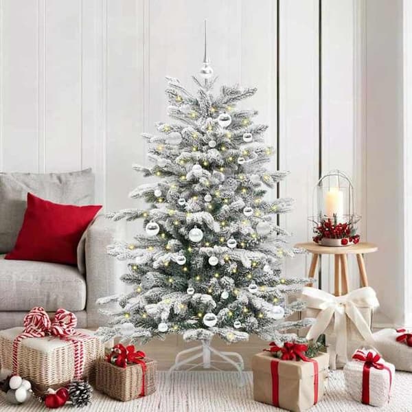 Konstgjord julgran - EXKLUSIV HEM - 150 cm - Vit - Ledade grenar - USB LED-belysning Vit