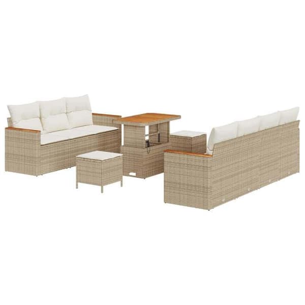 Trädgårdsmöbler - EXKLUSIVT HUS - Modulär - 10 delar - Beige - Hållbar polyrotting beige