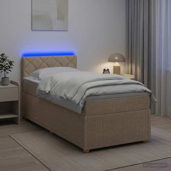 Maison Exclusive - Boxspring säng med madrass Crème 90 x 200 cm Tyg