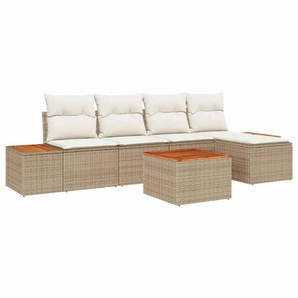 Maison Exclusive - 6-delars trädgårdsoff-set Beige Polyrotting beige