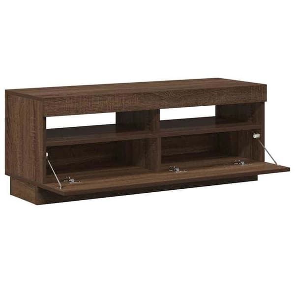 Maison Exclusive - TV-møbel med LED-lys, brunt egetræ 100x35x40 cm