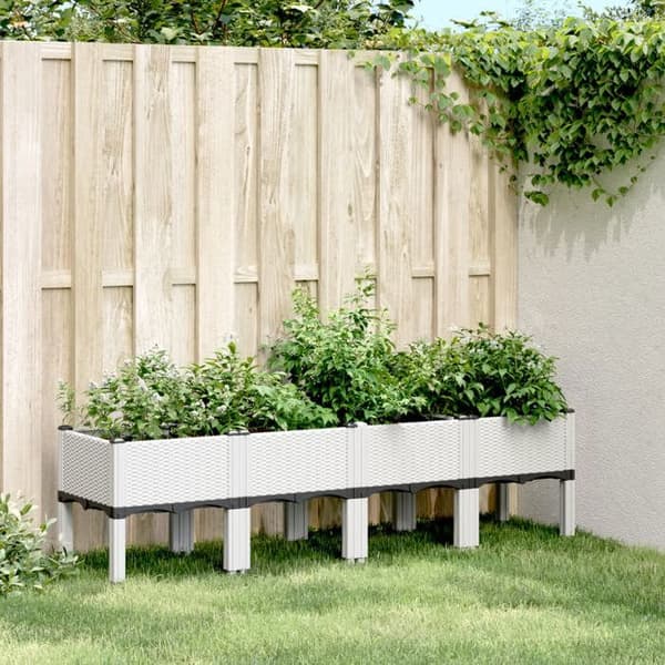 Maison Exclusive - Blomlåda med vita ben 160x40x42 cm PP