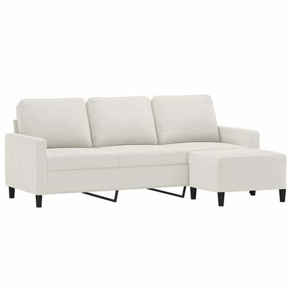 Maison Exclusive - 3-sitssoffa med fotpall Creme 180 cm Sammet Grädde
