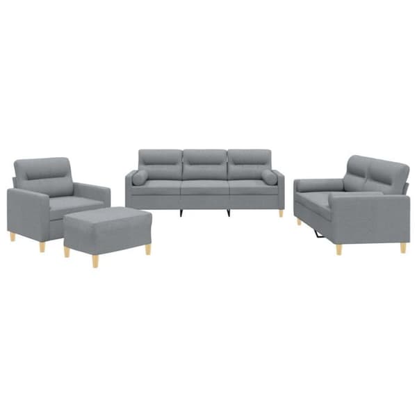 Maison Exclusive - Sæt af 4 sofaer med lysegrå puder i stof