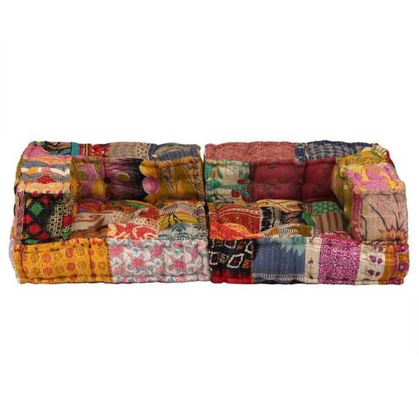 Modulär puff - Patchwork - 2 platser - Bomullstyg - Flerfärgad Flerfärgad