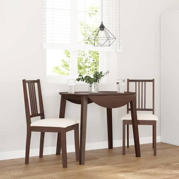 Maison Exclusive - Matstolar med kuddar 2 st brun massiv gummiträ