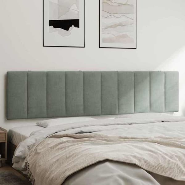Hovedgærdedæmper - MAISON EXCLUSIVE - Hanko - 200 cm - lys grå velour - skumfyld ljusgrått