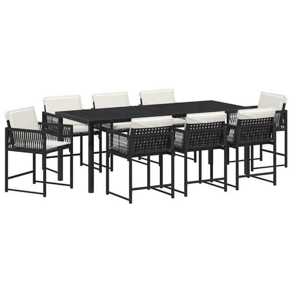 Maison Exclusive - 9 pc have spisebordssæt i sort polyrotin Svart