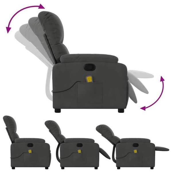 Maison Exclusive - Grått mikrofiber massagefåtölj med lutning