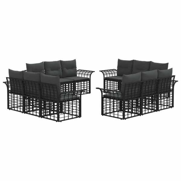 Udendørs sofa sæt - MAISON EXCLUSIVE - 12 dele - Modulerbar - Pulverlakeret stål - Sort & grå Svart och mörkgrå