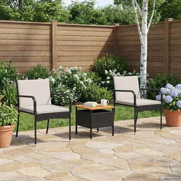 Havemøbler - EKSKLUSIVT HUS - Havemøbler - Sort - Poly-rattan - Olieret akacietræplade Svart