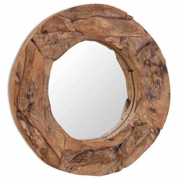 Maison Exclusive - Teakpuu koristepeili 60 cm Pyöreä brun