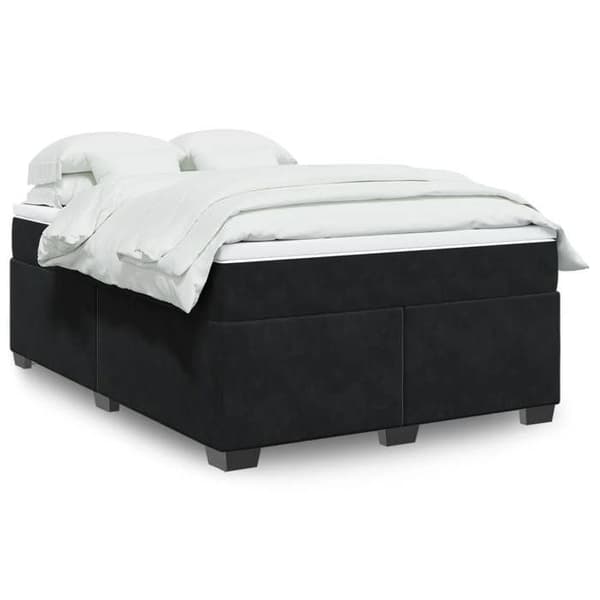 Maison Exclusive - Seng med lameller og madras Sort 160x200 cm Velour