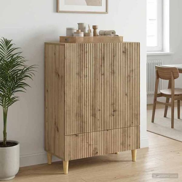Maison Exclusive - Buffet i håndlavet egetræ 66 x 34,5 x 95 cm Ingeniørtræ