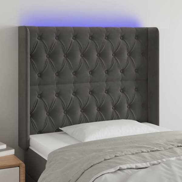Maison Exclusive - LED-huvudgavel Mörkgrå 103x16x118/128 cm Sammet mörkgrå