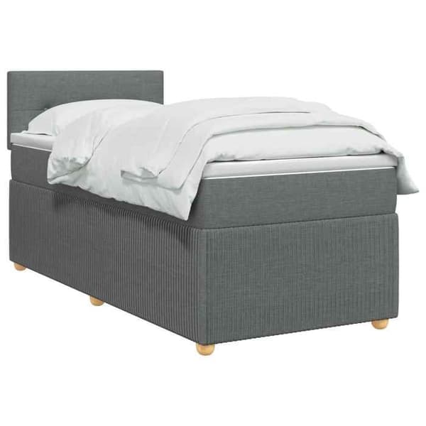 Sängboxspring - MAISON EXCLUSIVE - Sängboxspring - 100x200 cm - Mörkgrått tyg - Fjädermadrass Mörkgrå