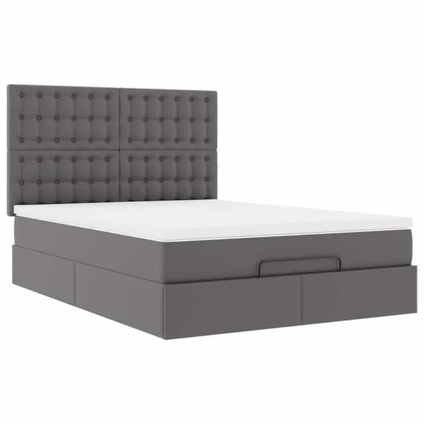 Maison Exclusive - Ottoman sengestel med grå madras 140x190 cm i kunstlæder grå vit