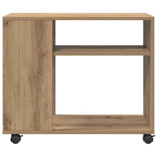 Maison Exclusive - Sidebord med hjul i håndlavet egetræ og ingeniørtræ
