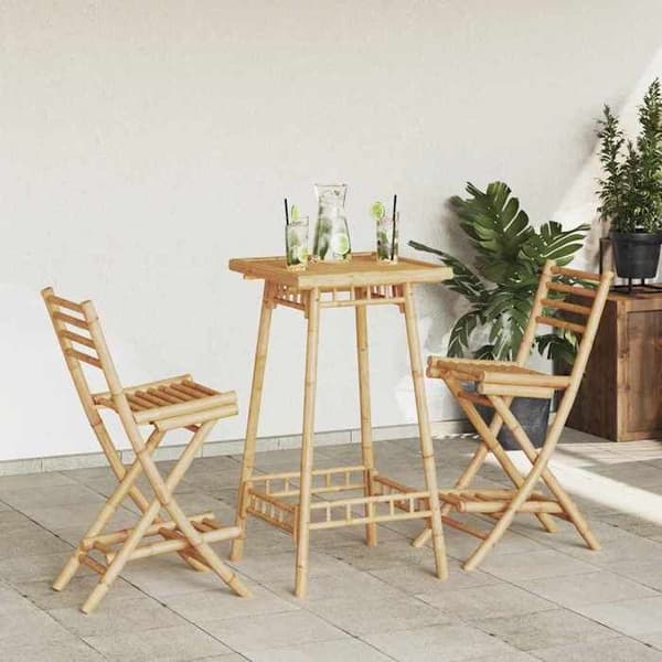 Utebarset - EXKLUSIVT HUS - Fällbart utomhusbarset 3 delar - Bambu - Ergonomisk ryggstöd - Fällbar