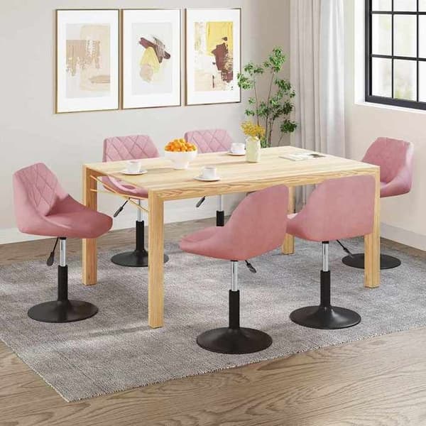 Maison Exclusive - Snurrande matstolar set om 6 rosa sammet