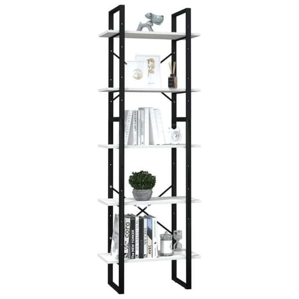 Maison Exclusive - Bibliotek i 5 niveauer Hvid 60x30x175 cm Fyrretræ