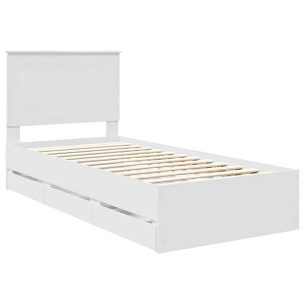 Maison Exclusive - Sängram med låda Vit 90 x 200 cm Ingenjörsträ