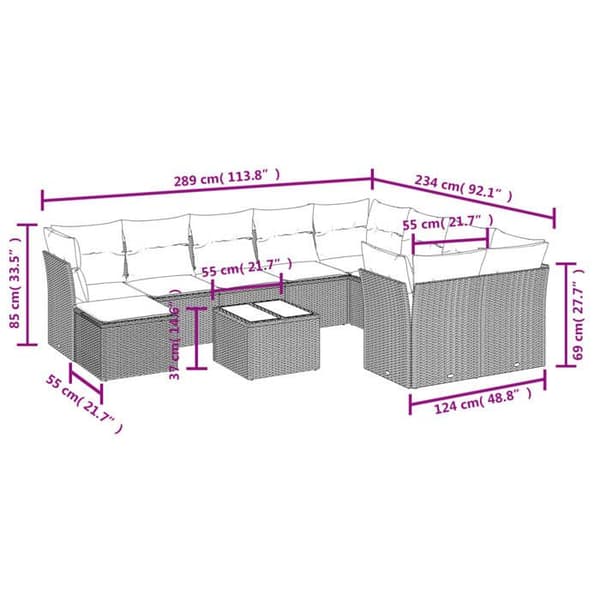 Maison Exclusive - Trädgårdsmöbler och kuddar 11 delar brun flätad resin brun