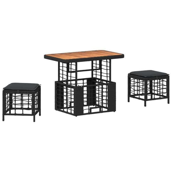 Maison Exclusive - Sæt af 3 pc. spisebord til haven i sort og grå svart och grått