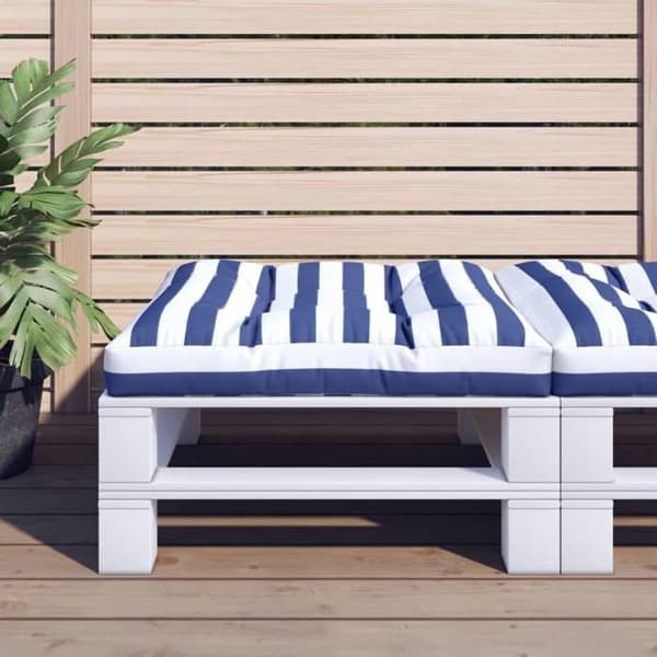 Pallkudde - EXKLUSIV HEM - Randig - 70x70x12 cm - Blå och vit - UV-beständig polyester Blå och vit