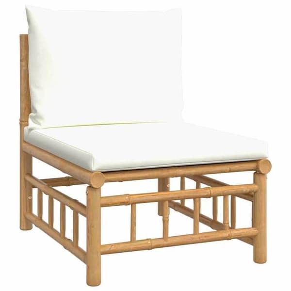 Central have-sofa - EKSKLUSIV HUS - Modulerbar central - Holdbart bambus - Polstrede puder - Hvid creme Vit grädde