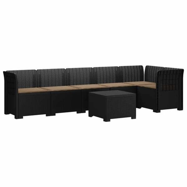 Maison Exclusive - Trädgårdsoffa 6 Platser med Kuddar Rattanlook PP