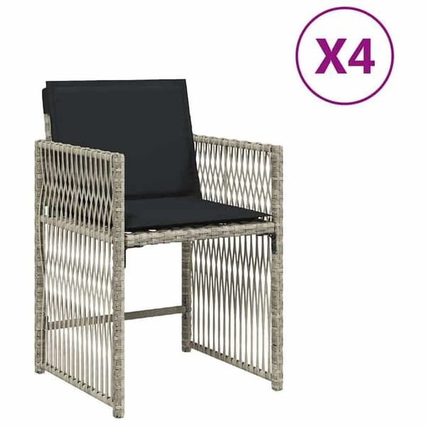 Maison Exclusive - Havestole med puder sæt af 4 lys grå poly rattan ljusgrått