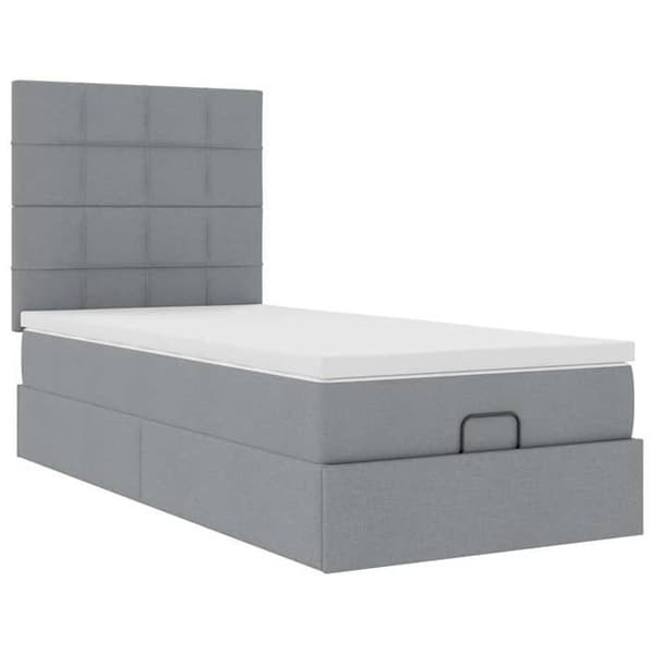 Maison Exclusive - Ottoman sengestel med lys grå madras 80x200 cm stof ljusgrå, vit