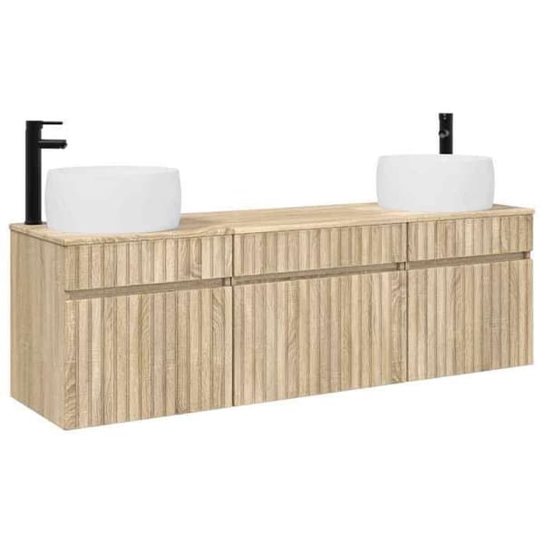 Maison Exclusive - Badeværelsesskabssæt 3 stk Sonoma Eg