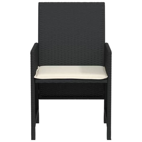 Maison Exclusive - Bistroset 3 delar med svarta kuddar i flätad resin