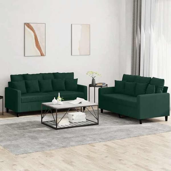 Maison Exclusive - Sæt af 2 sofaer med puder Mørkegrøn Velour