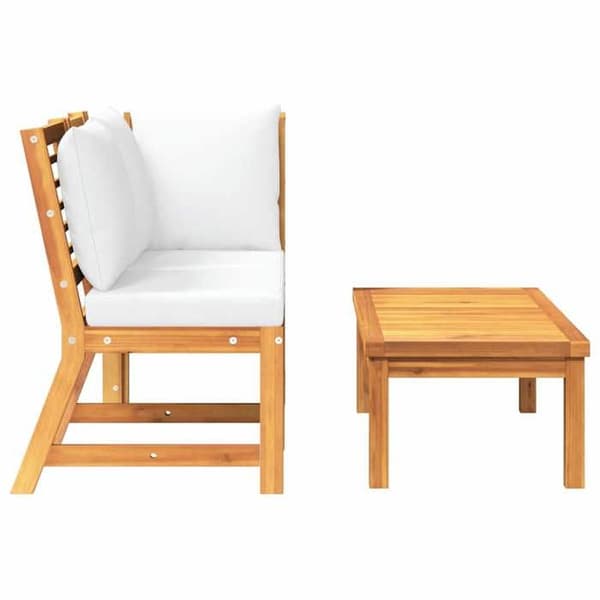 Maison Exclusive - Havegruppe 3 stk med cremefarvede puder i solid akacietræ