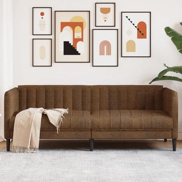 Maison Exclusive - 3-personers sofa i brun kunstlæder