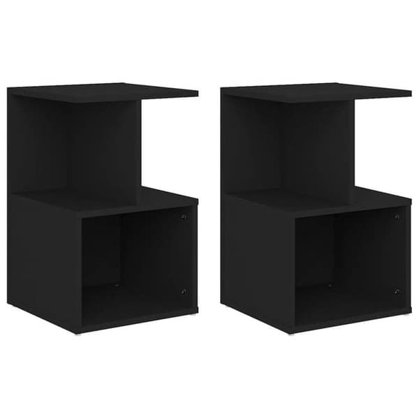 Maison Exclusive - Natborde 2 stk sort 35x35x55 cm ingeniørtræ Matte svart