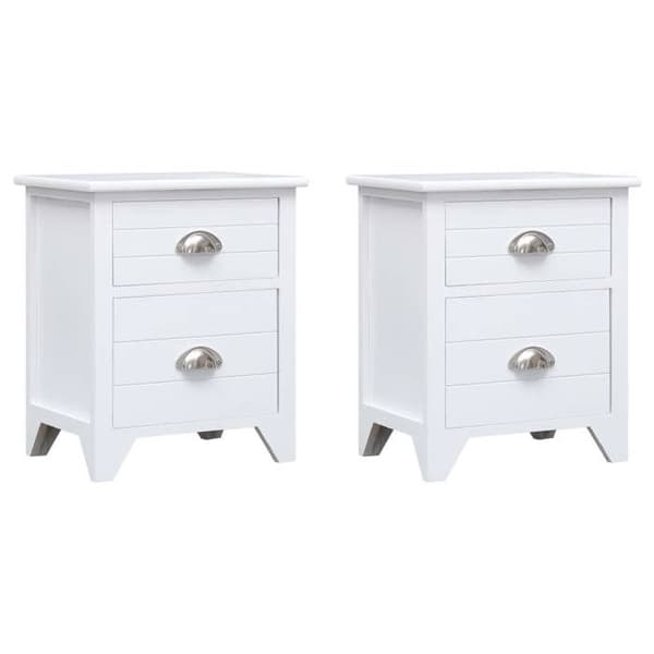 Maison Exclusive - Natbord 2 stk med 2 skuffer Hvid Vit