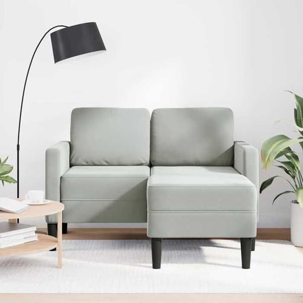 Soffa - EXKLUSIVT HUS - L-soffa - 2 platser - ljusgrå sammet - integrerad divan 125 cm Ljusgrått
