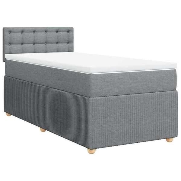 Maison Exclusive - Seng med lameller og madras Grå lys 100x200cm Stof