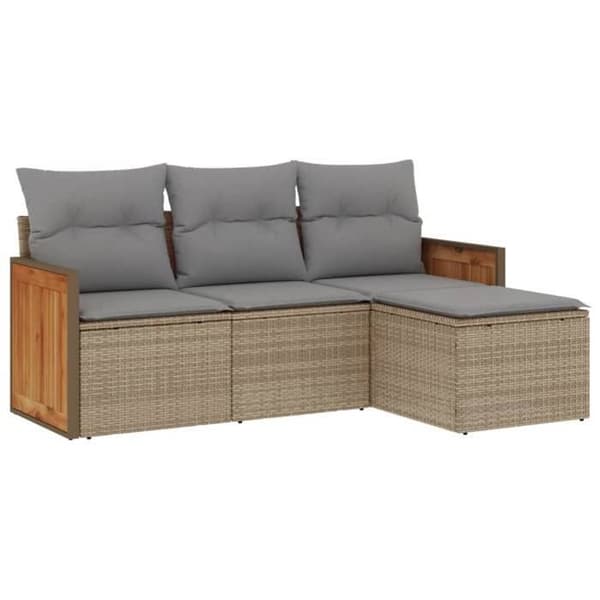 Maison Exclusive - Trädgårdsmöbler med kuddar 4 delar beige flätad resin