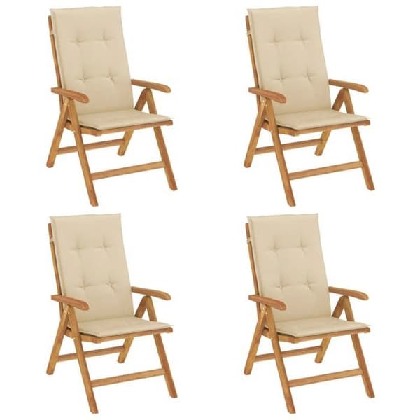 Maison Exclusive - Fällbara trädgårdsstolar set om 4 med kuddar i teakträ