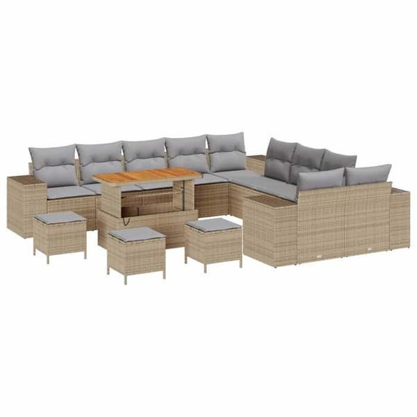 Maison Exclusive - 14 osan puutarhakalustesarja Beige ja Vaaleanharmaa