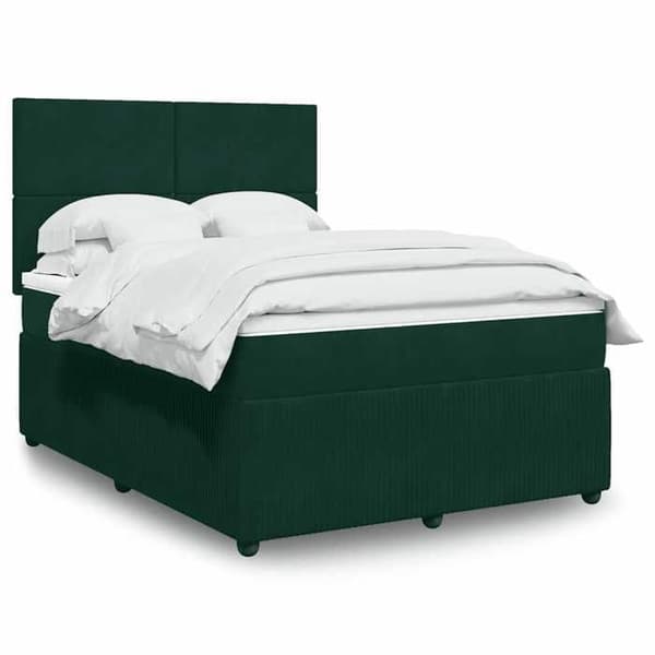 Maison Exclusive - Sänky jousitukilla ja tummanvihreä patja 140x190cm Sametti